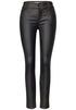 Mid Waist Hose im Slim Fit in Leder-Optik