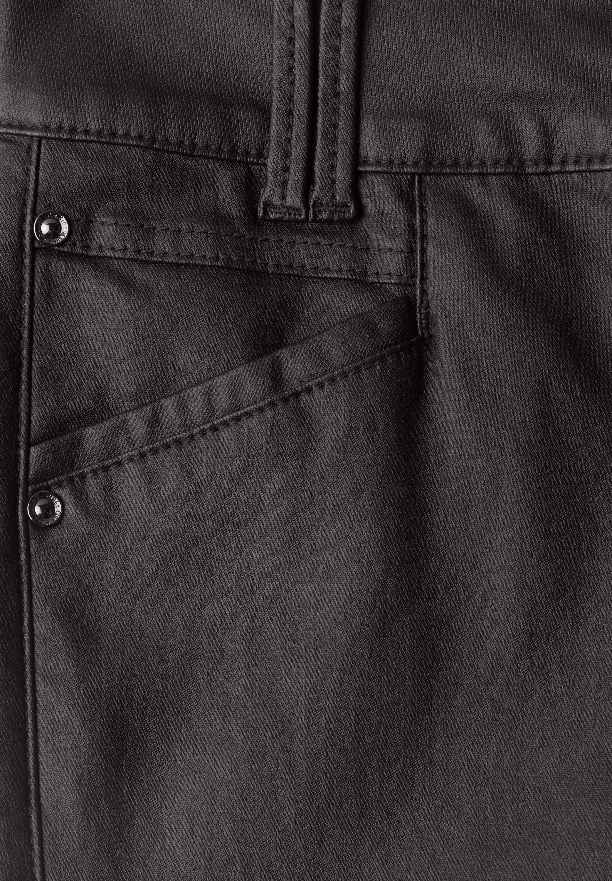 Mid Waist Hose im Slim Fit in Leder-Optik