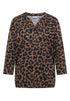 3/4-Arm Shirt mit Split Neck und Leo-Muster