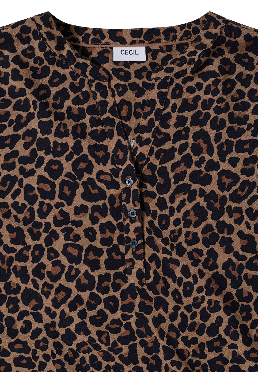 3/4-Arm Tunika mit Split Neck und Leo-Muster