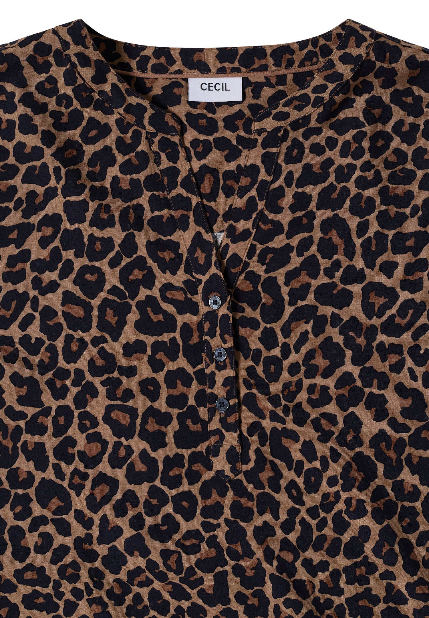 3/4-Arm Tunika mit Split Neck und Leo-Muster