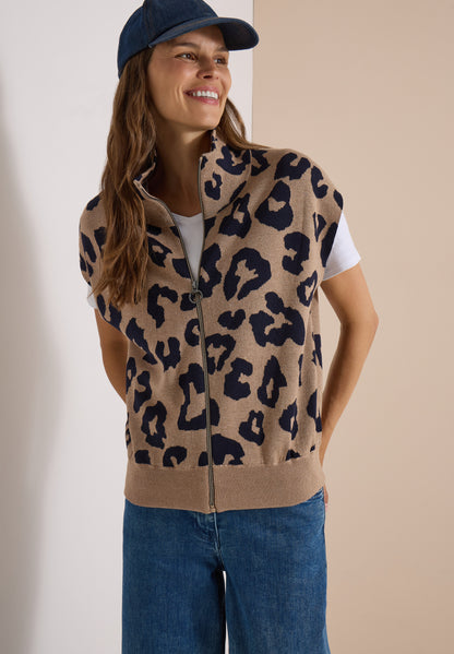 Doubleface Weste mit Kragen und Zipper