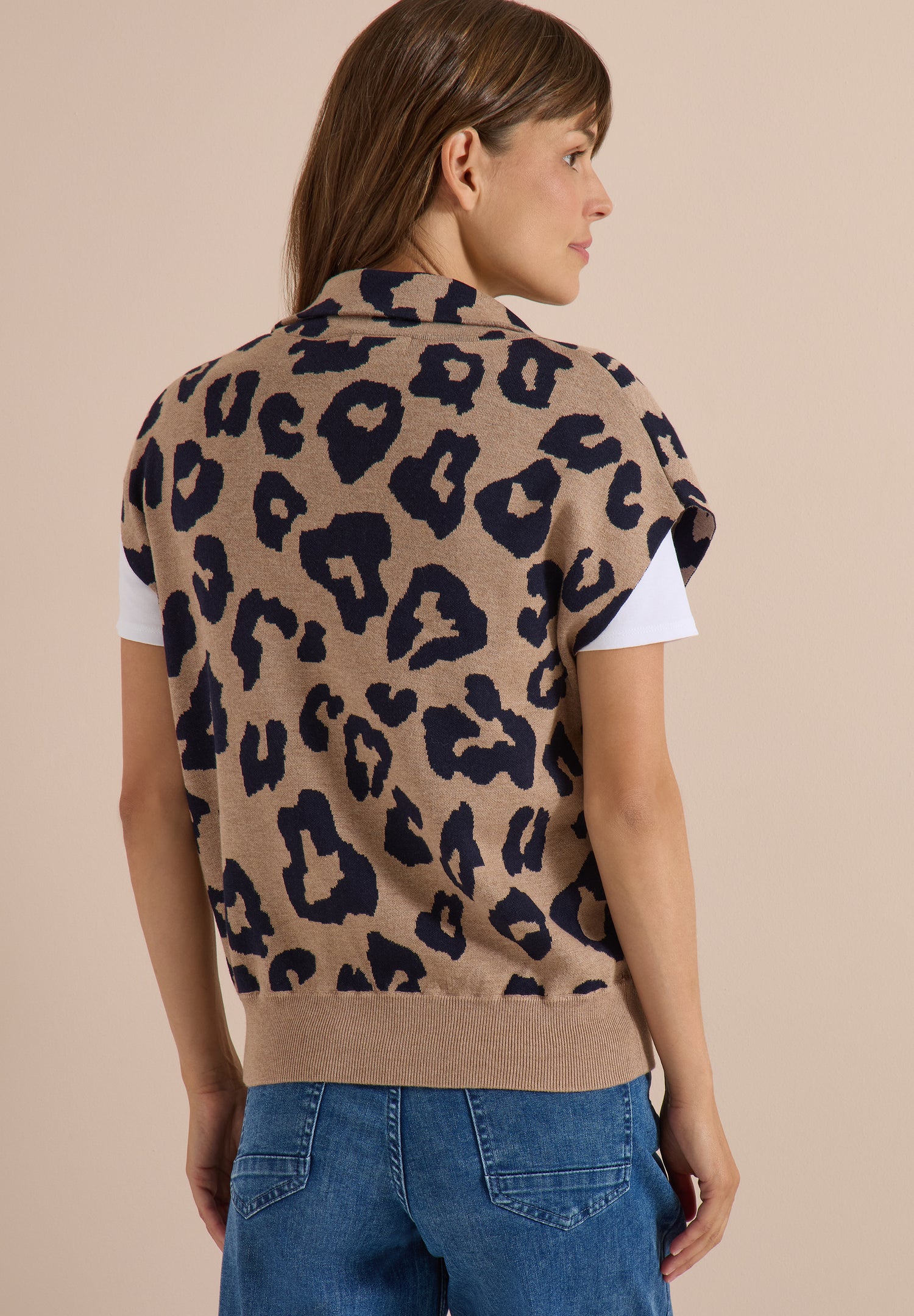 Doubleface Weste mit Kragen und Zipper