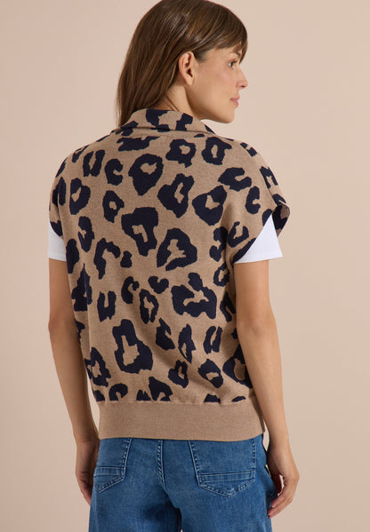Doubleface Weste mit Kragen und Zipper