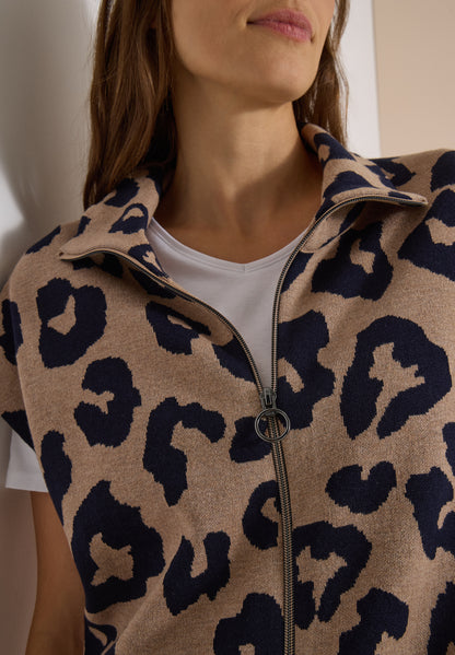 Doubleface Weste mit Kragen und Zipper