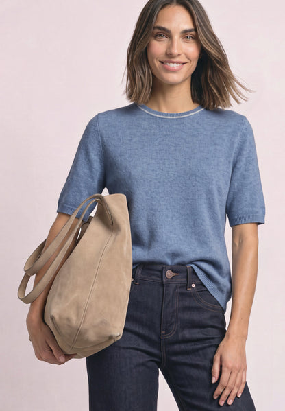 Kurzarm Pullover mit Kontrastdetail