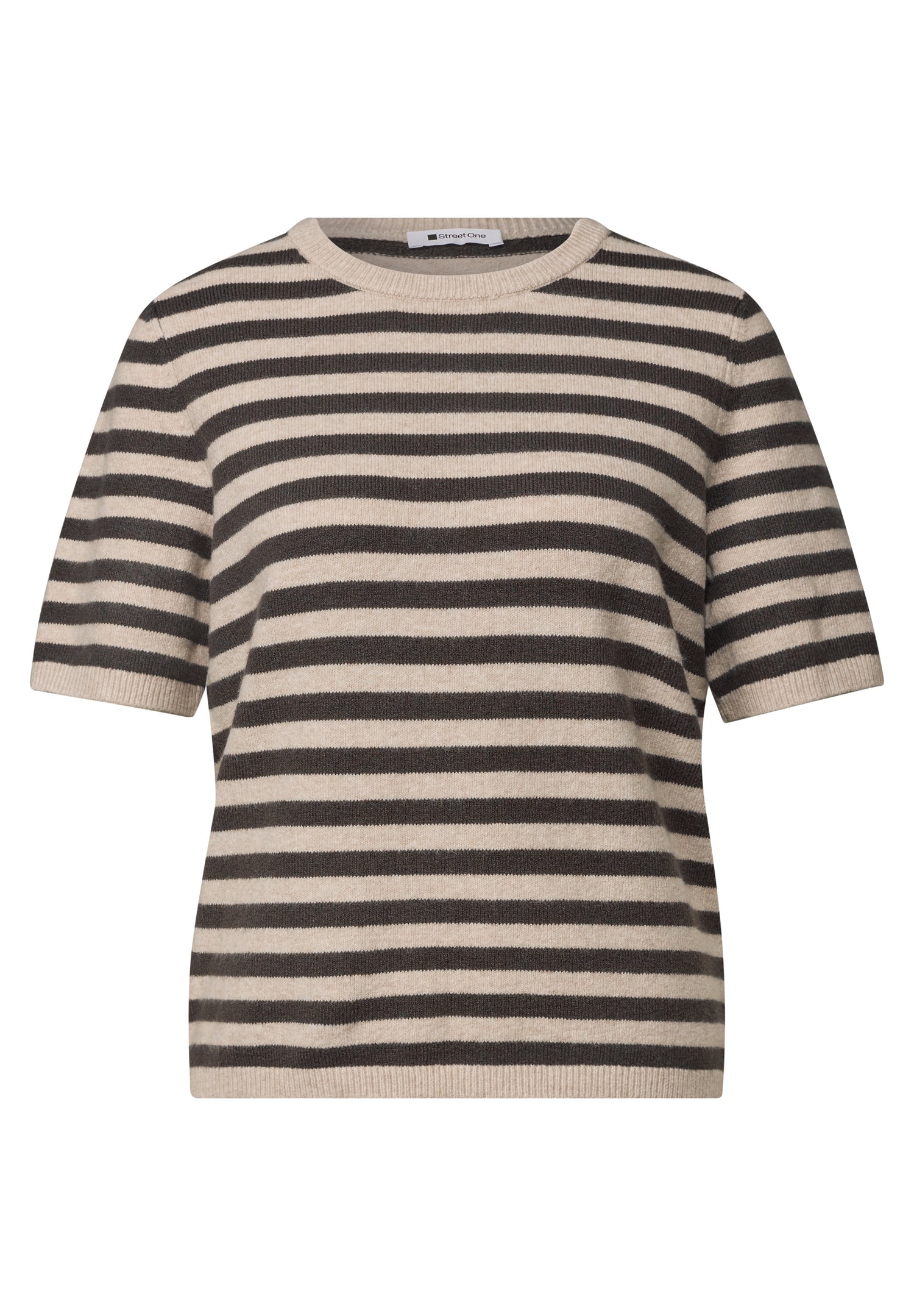 Kurzarm Pullover mit Rundhals und Streifen