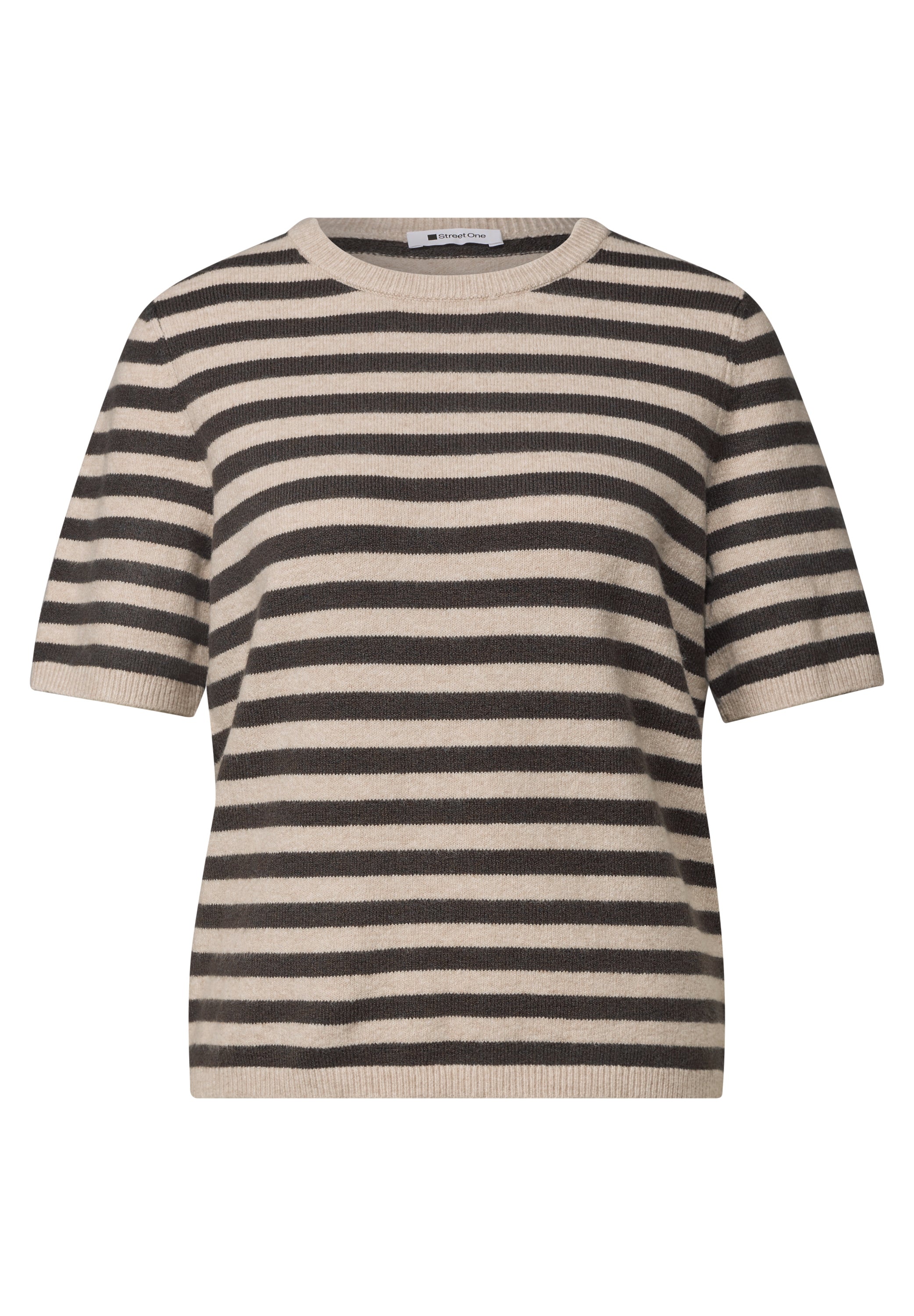 Kurzarm Pullover mit Rundhals und Streifen