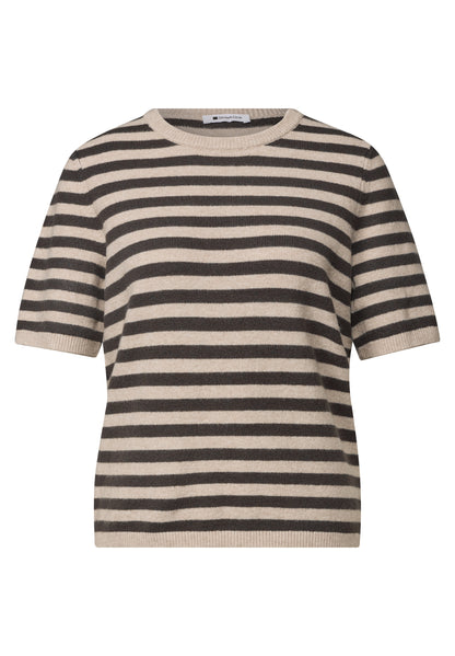 Kurzarm Pullover mit Rundhals und Streifen