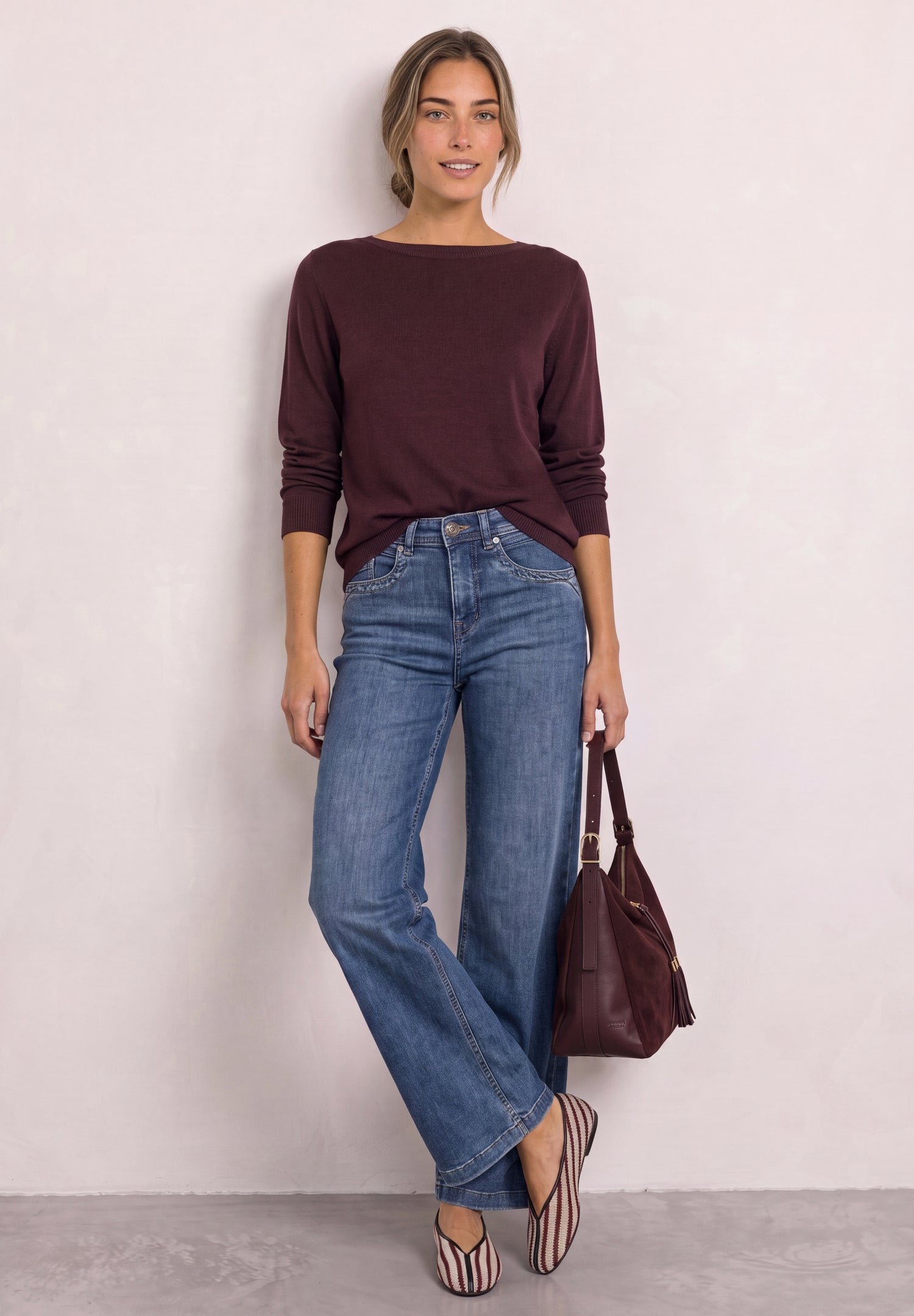 Basic Pullover mit U-Boot-Ausschnitt