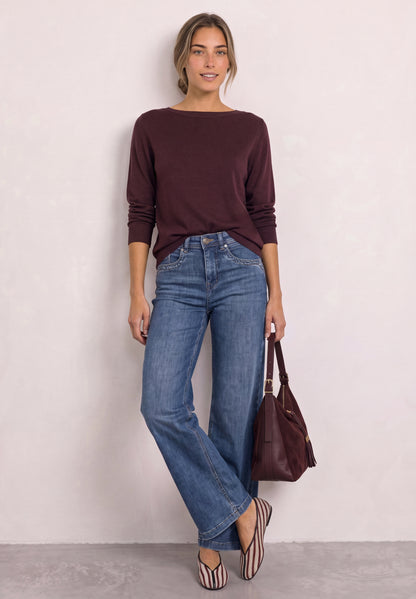 Basic Pullover mit U-Boot-Ausschnitt