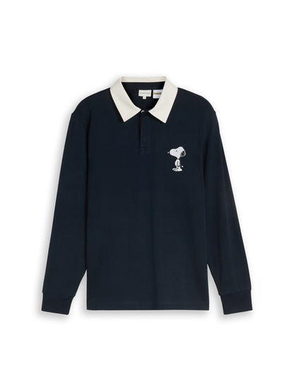 Langarm Poloshirt mit Snoopy-Rückenprint