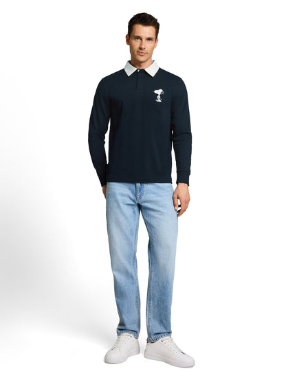 Langarm Poloshirt mit Snoopy-Rückenprint