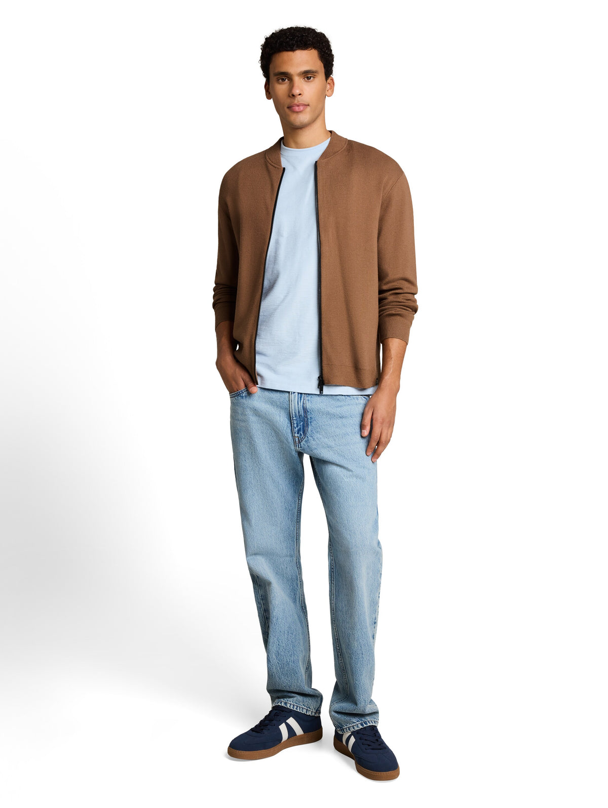 Relaxed Fit Strickjacke mit Bomberkragen
