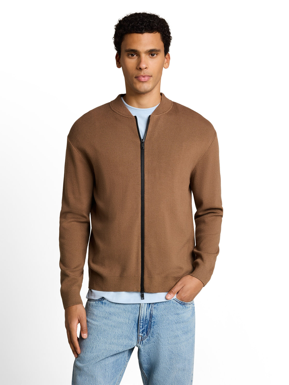 Relaxed Fit Strickjacke mit Bomberkragen