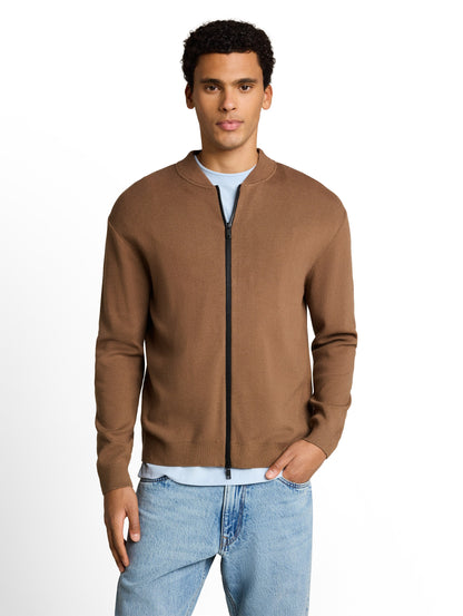 Relaxed Fit Strickjacke mit Bomberkragen
