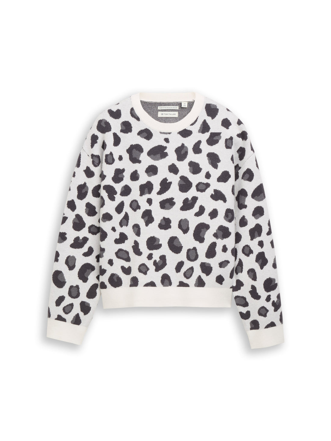 Jacquard Strickpullover mit Leo-Muster