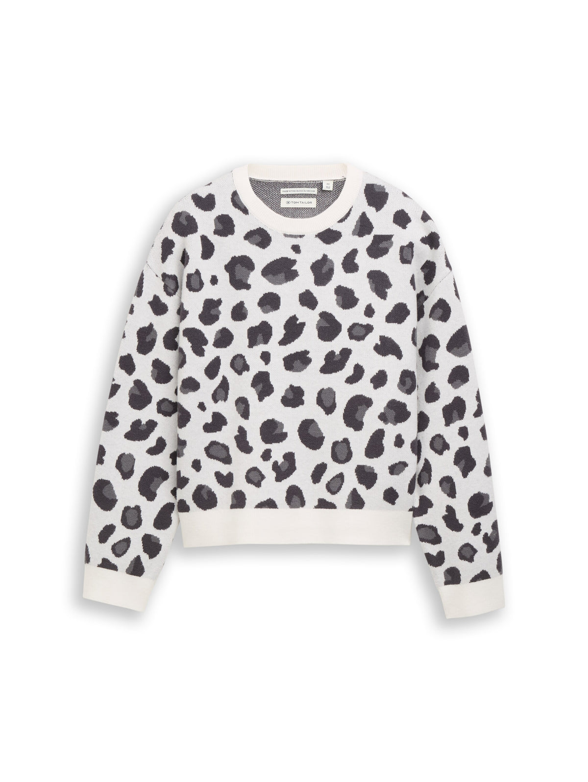 Jacquard Strickpullover mit Leo-Muster