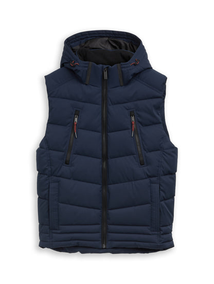Puffer-Weste mit abnehmbarer Kapuze