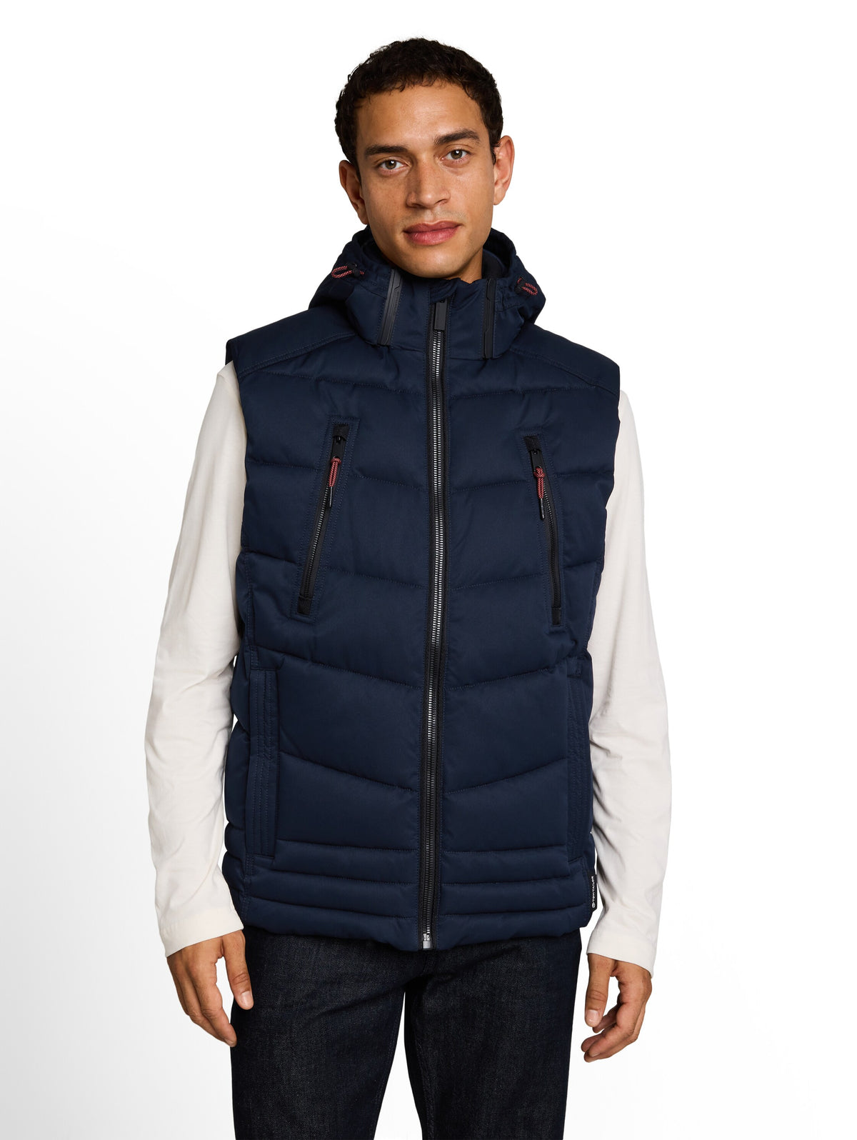 Puffer-Weste mit abnehmbarer Kapuze