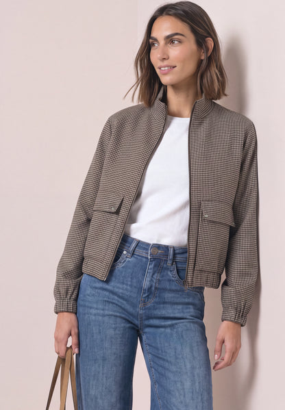 Jacke mit Houndstooth Muster und Zipper