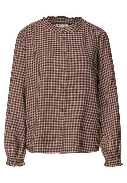 Langarm Bluse mit Rundhals und Rüschen