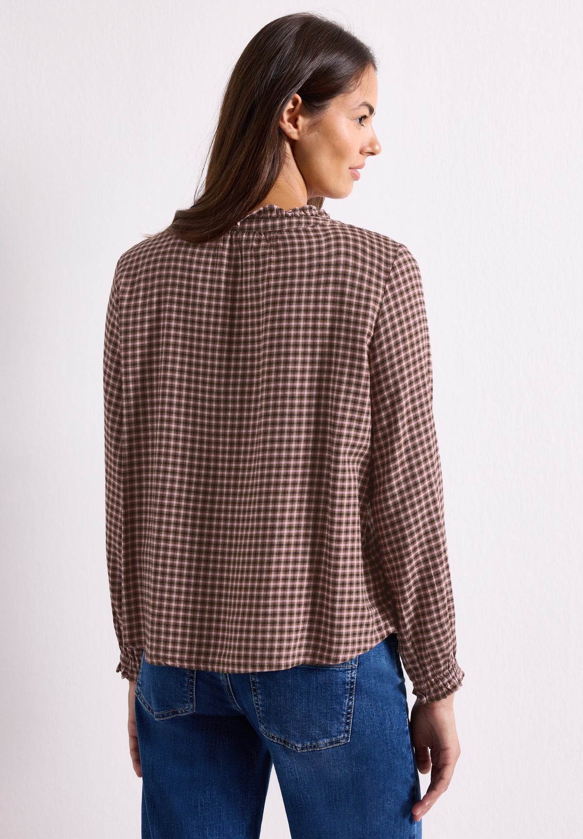 Langarm Bluse mit Rundhals und Rüschen