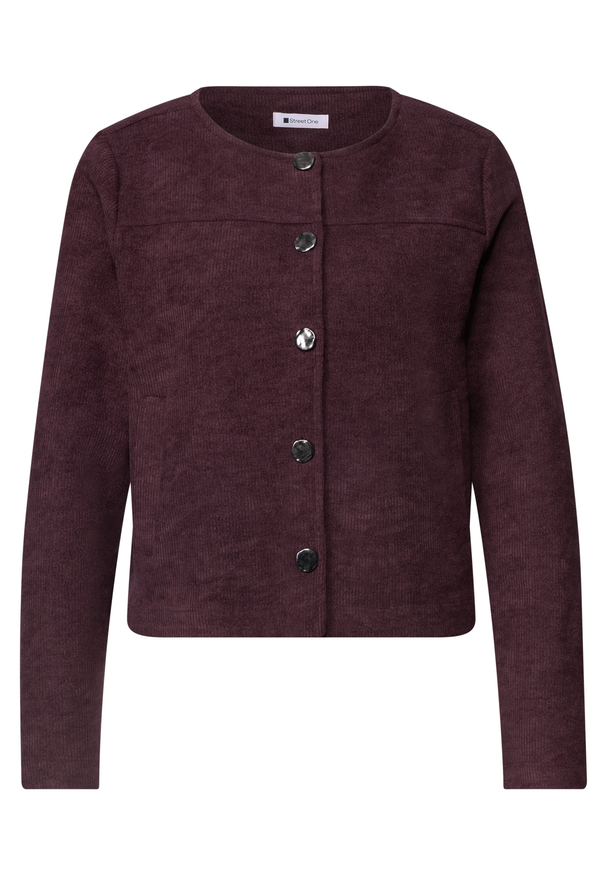 Langarm Jacke mit Rundhals und Knöpfen