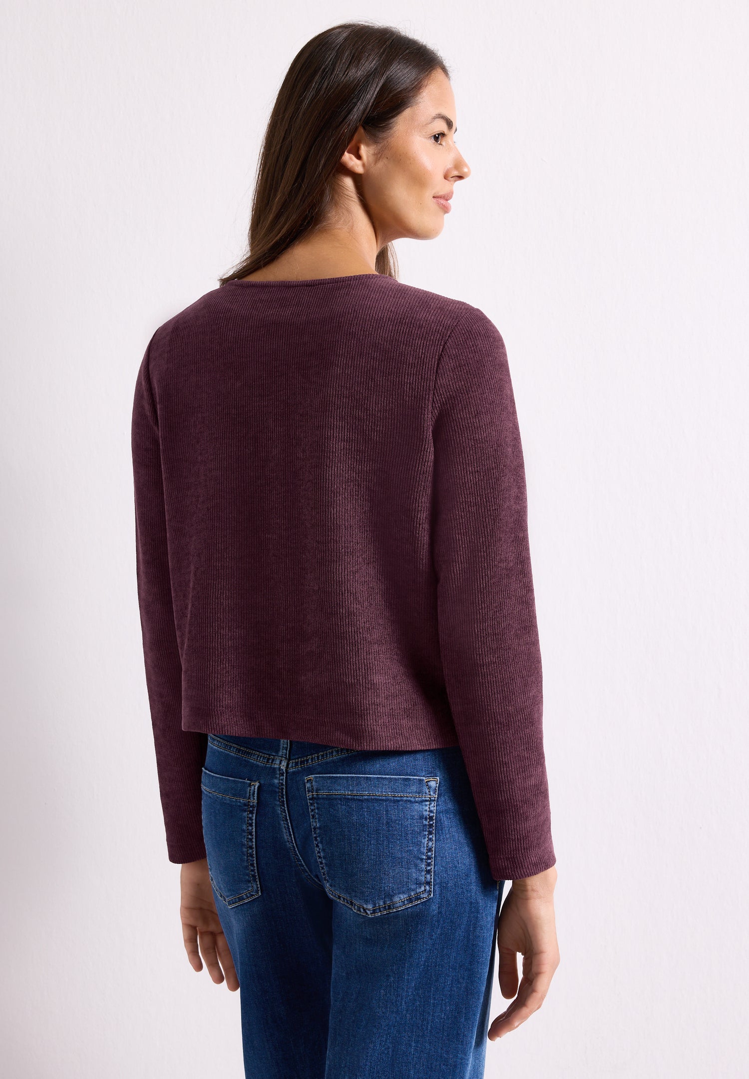 Langarm Jacke mit Rundhals und Knöpfen