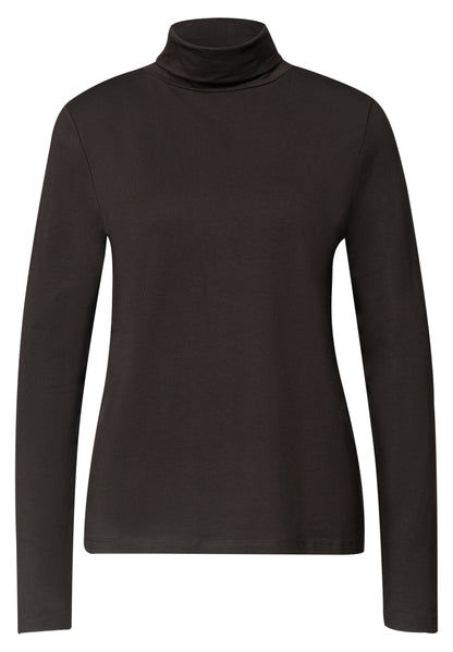 Langarm Shirt in Unifarbe mit Rollkragen