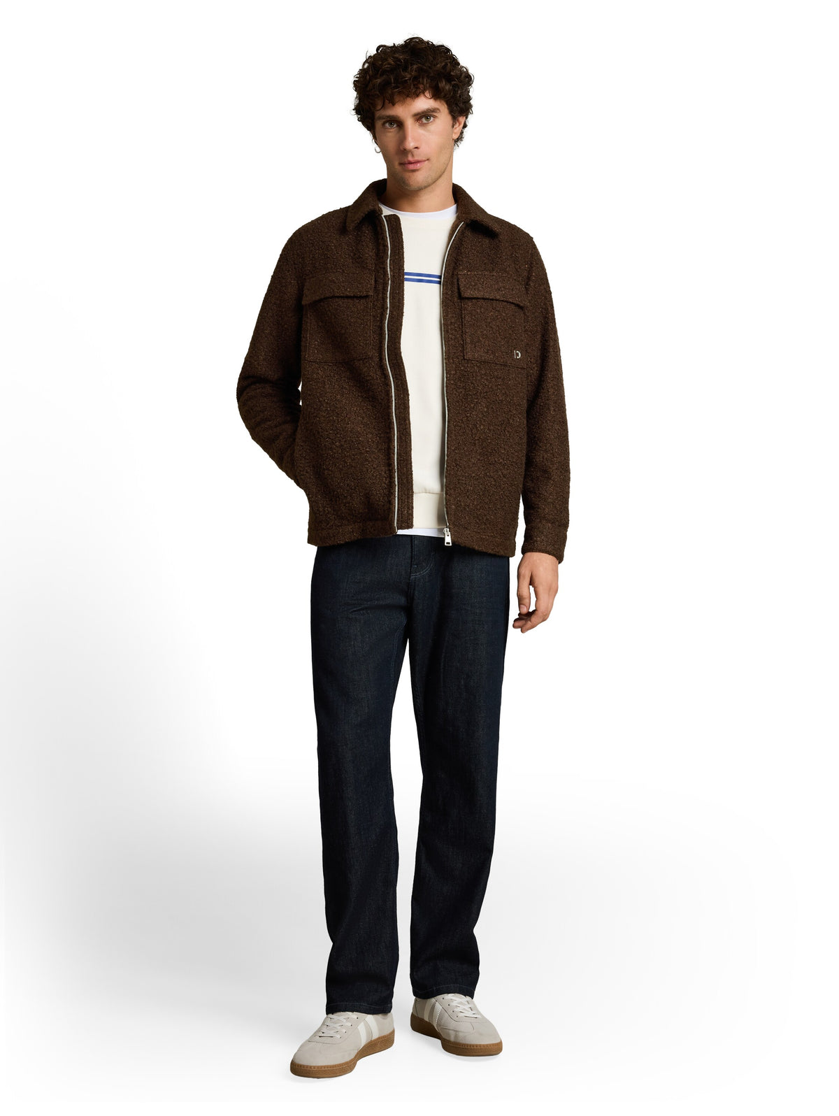 Bouclé Overshirt mit Reißverschluss