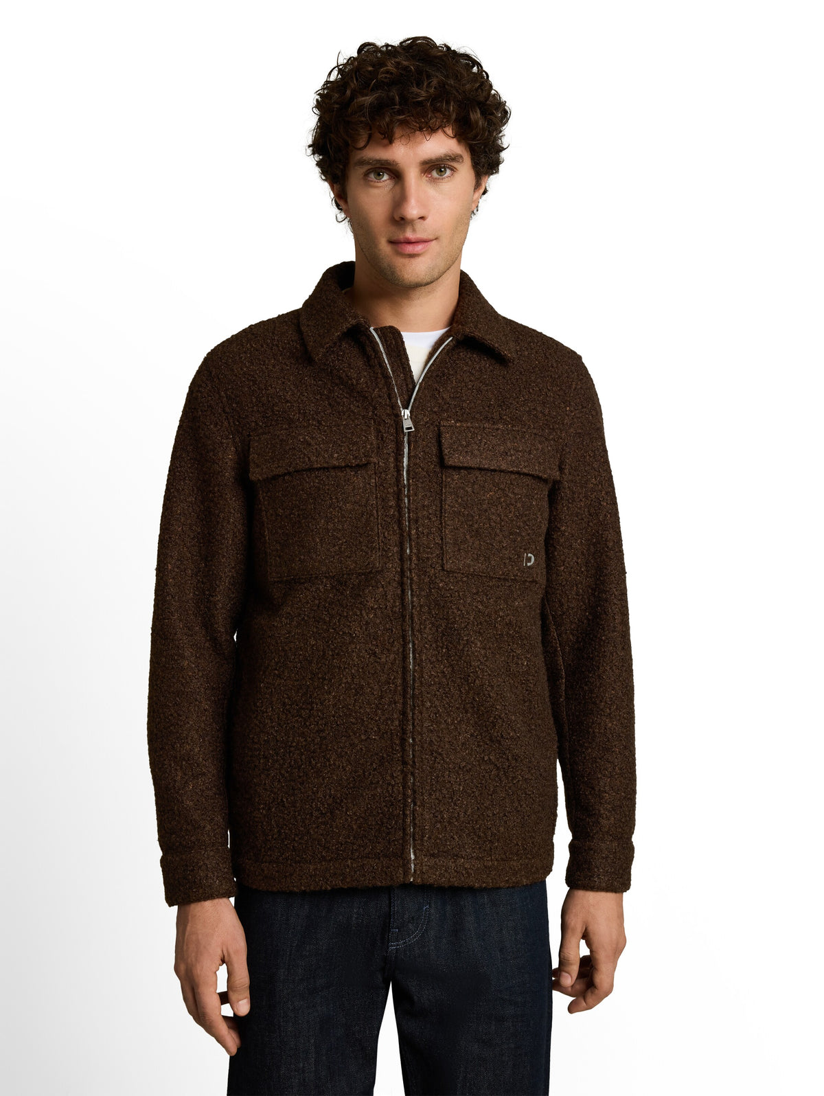 Bouclé Overshirt mit Reißverschluss