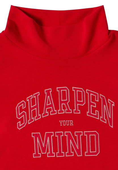 Langarm Shirt mit Stehkragen und Wording