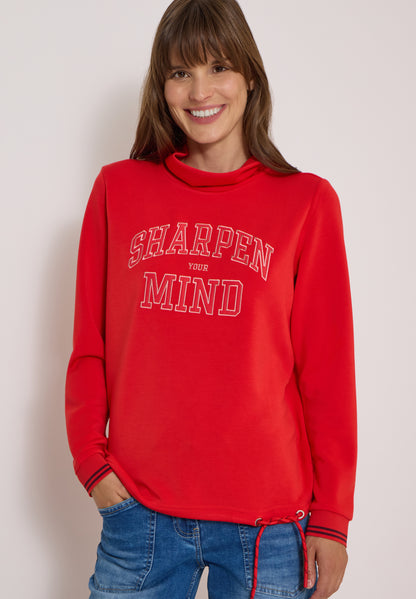Langarm Shirt mit Stehkragen und Wording