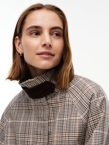 COTTON CHECK CAPE COAT