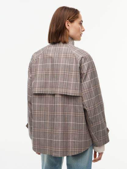 COTTON CHECK CAPE COAT