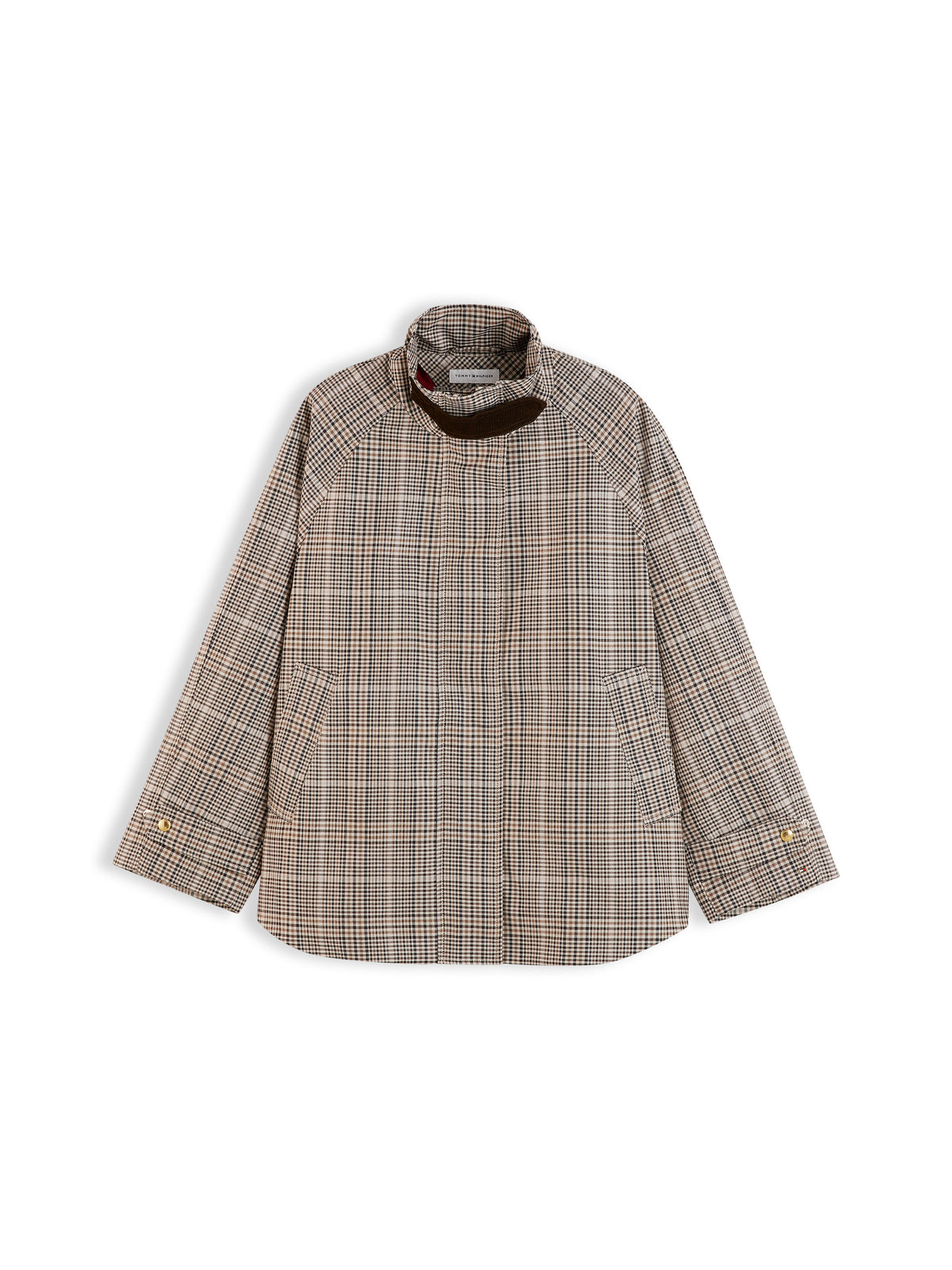 COTTON CHECK CAPE COAT