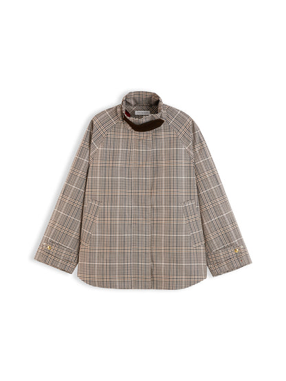 COTTON CHECK CAPE COAT