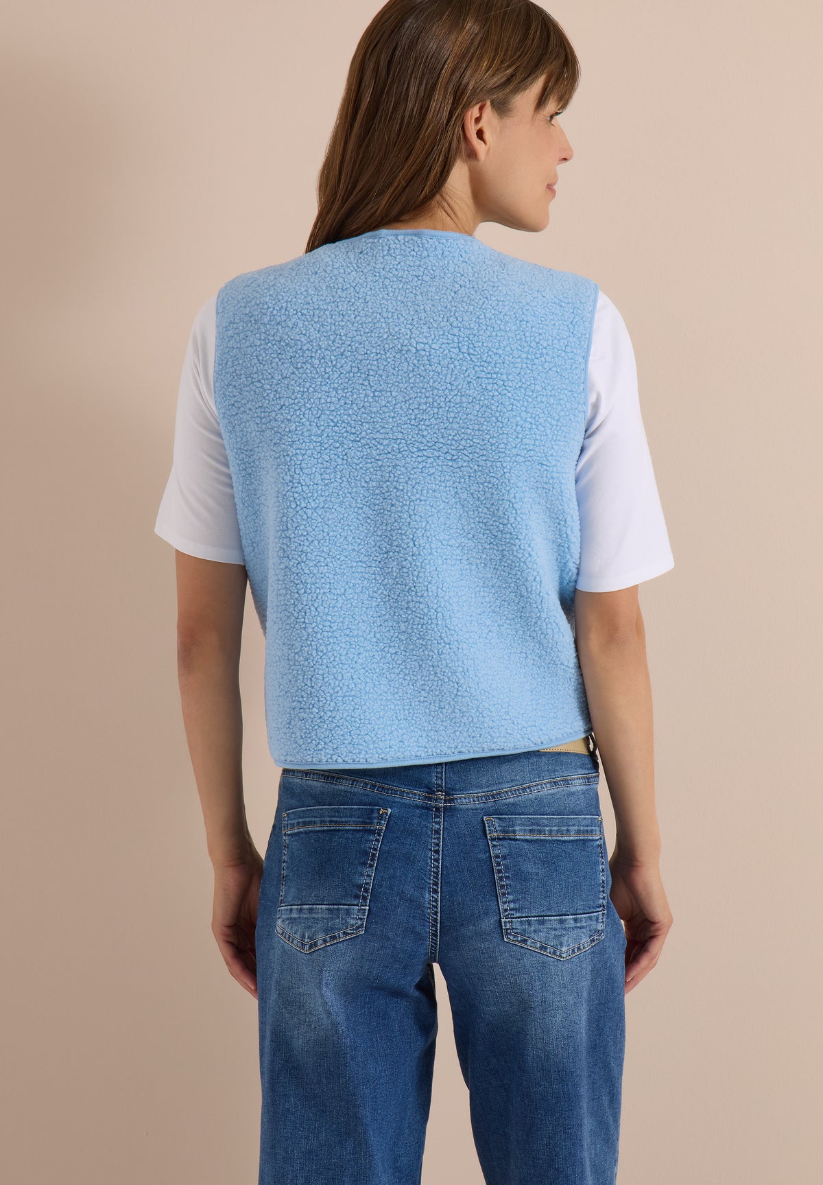 Teddy-Weste mit Softshelldetails