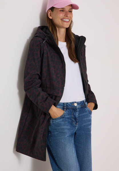 Softshell Mantel mit Kapuze und Leo-Muster