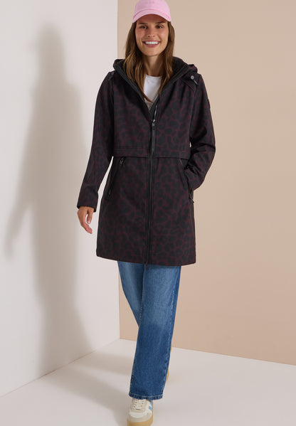 Softshell Mantel mit Kapuze und Leo-Muster