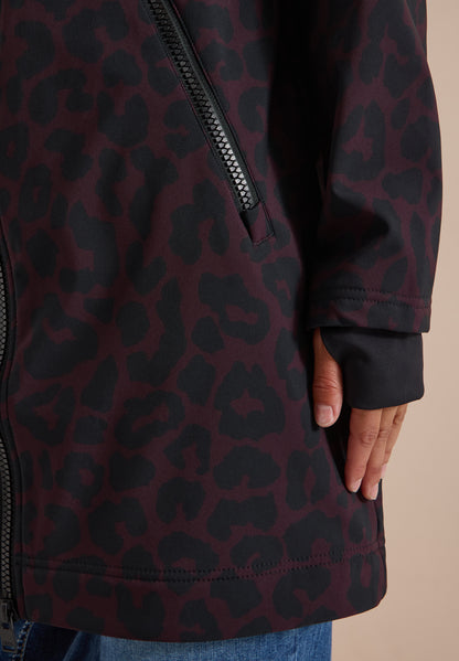 Softshell Mantel mit Kapuze und Leo-Muster