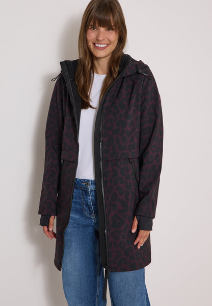 Softshell Mantel mit Kapuze und Leo-Muster