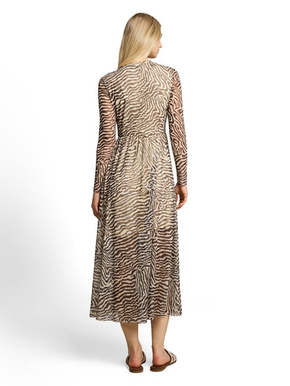 Fitted Mesh Midi-Kleid mit Animal-Print