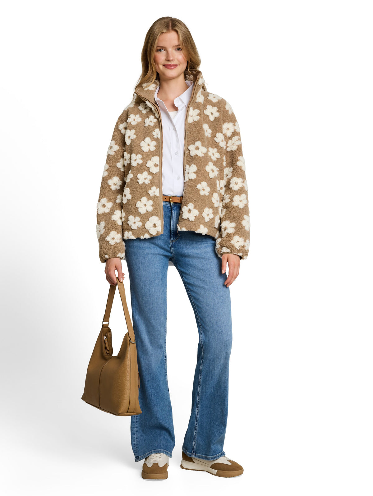 Teddy Jacke mit Blumenmuster