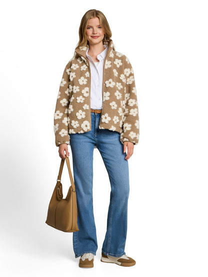 Teddy Jacke mit Blumenmuster