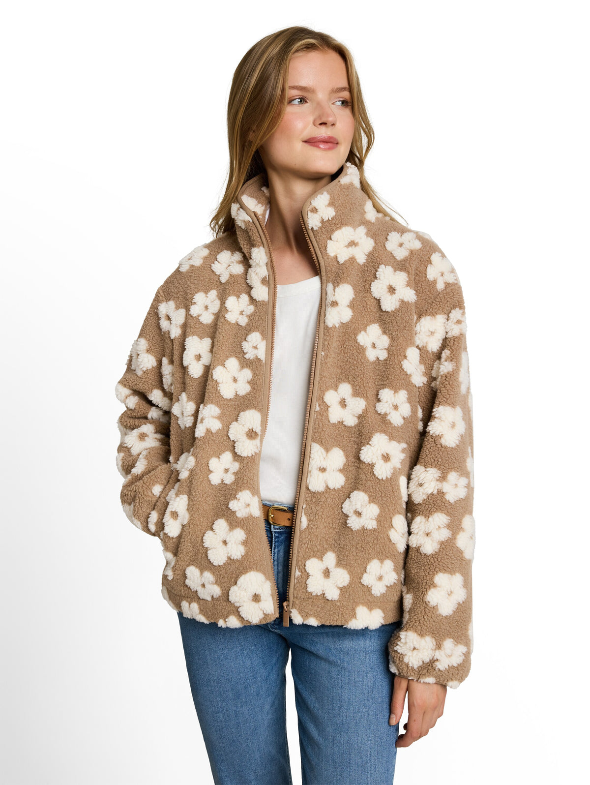Teddy Jacke mit Blumenmuster
