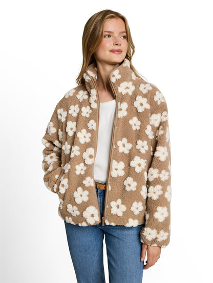 Teddy Jacke mit Blumenmuster