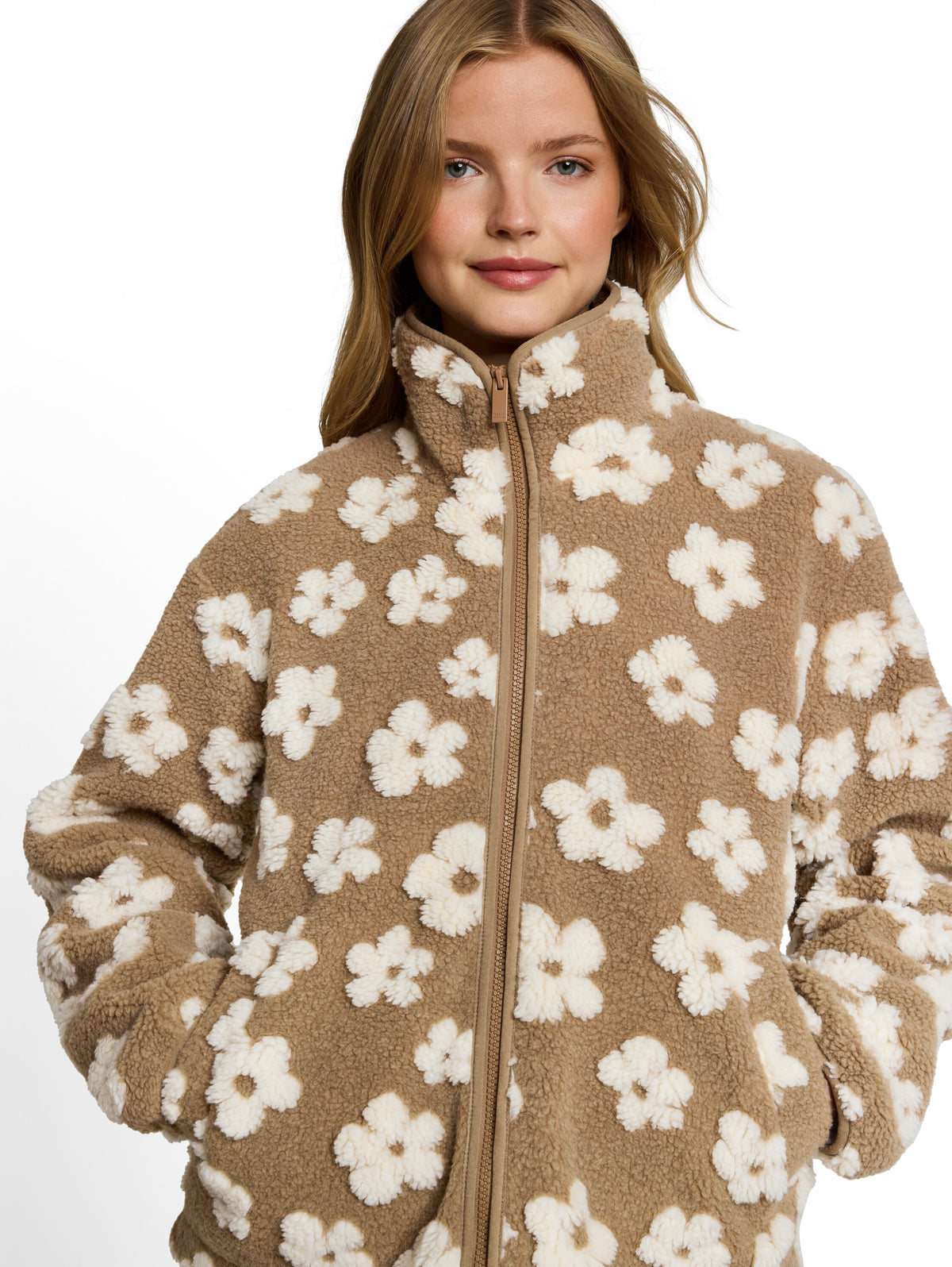 Teddy Jacke mit Blumenmuster