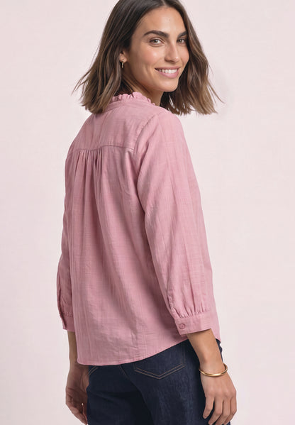 Langarm Cordbluse mit Rüschendetails